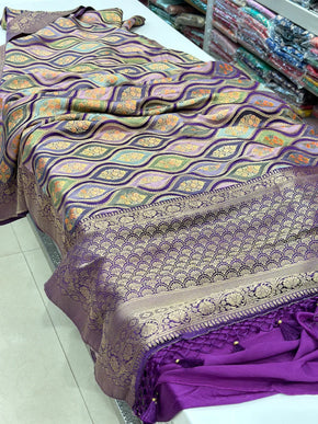 Violet Modal Banarasi Rangkat Saree