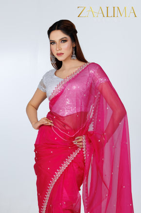 Rani Pink Organza Heavy Blouse