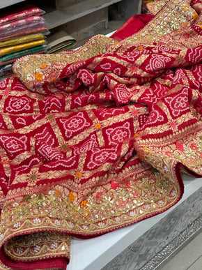 Red Gharchola with Gotapatti Saree