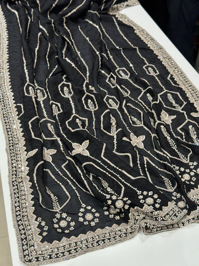 Black Chiffon Embroidery Saree